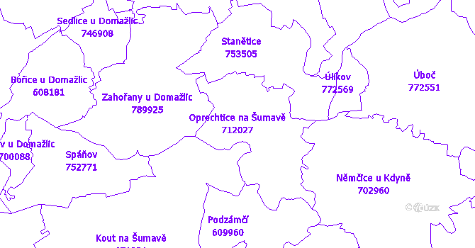 Katastrální mapa Oprechtice na Šumavě