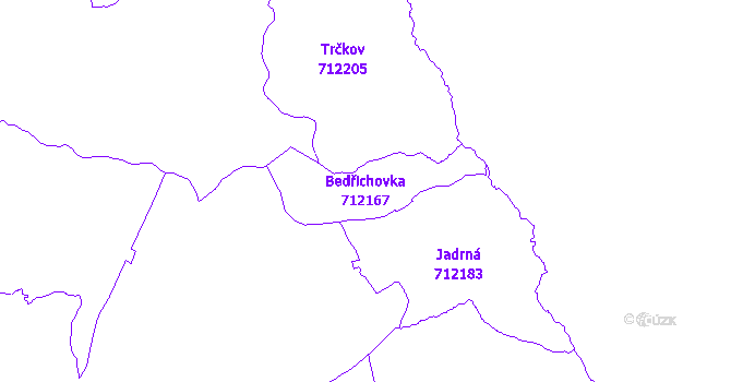 Katastrální mapa Bedřichovka - přehledová mapa katastrálního území