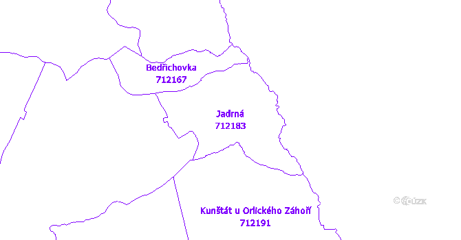 Katastrální mapa Jadrná