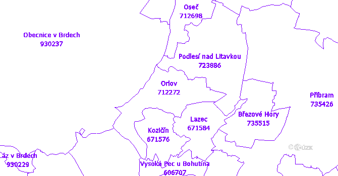 Katastrální mapa Orlov - přehledová mapa katastrálního území