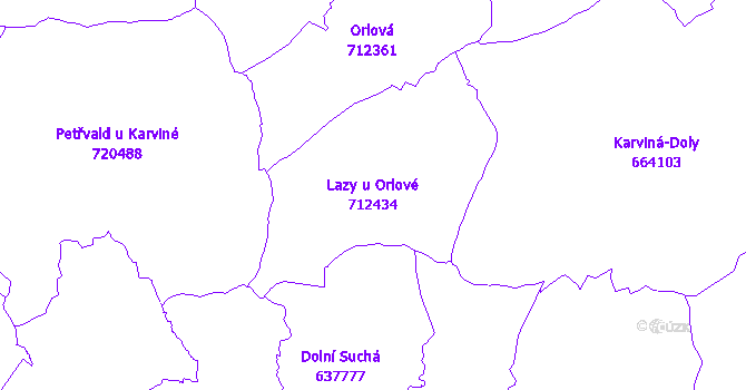 Katastrální mapa Lazy u Orlové