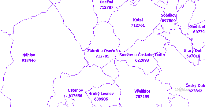 Katastrální mapa Zábrdí u Osečné