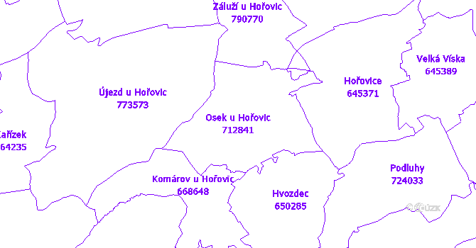 Katastrální mapa Osek u Hořovic - přehledová mapa katastrálního území