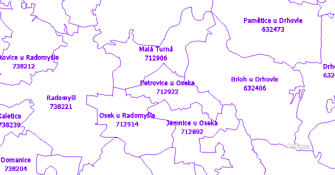 Katastrální mapa Petrovice u Oseka - přehledová mapa katastrálního území