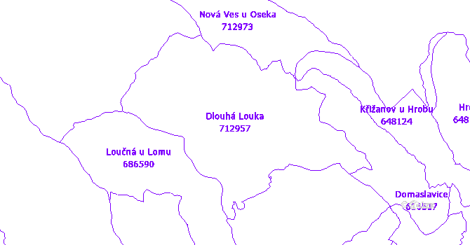 Katastrální mapa Dlouhá Louka - přehledová mapa katastrálního území