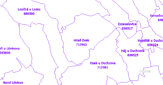Katastrální mapa Hrad Osek