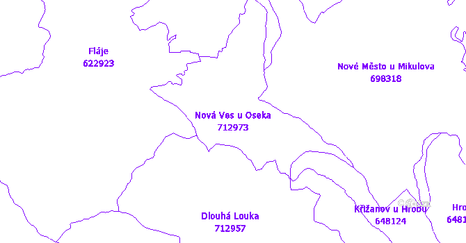 Katastrální mapa Nová Ves u Oseka - přehledová mapa katastrálního území