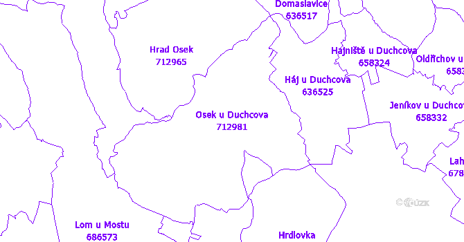 Katastrální mapa Osek u Duchcova - přehledová mapa katastrálního území