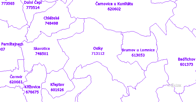 Katastrální mapa Osiky