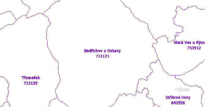 Katastrální mapa Bedřichov u Oskavy - přehledová mapa katastrálního území