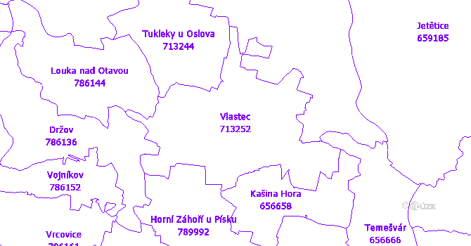 Katastrální mapa Vlastec