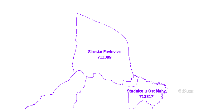 Katastrální mapa Slezské Pavlovice - přehledová mapa katastrálního území