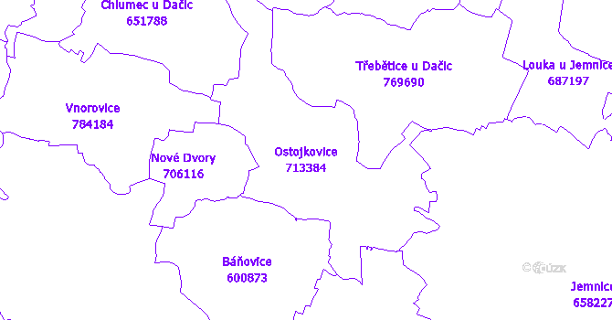 Katastrální mapa Ostojkovice - přehledová mapa katastrálního území