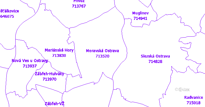 Katastrální mapa Moravská Ostrava - přehledová mapa katastrálního území