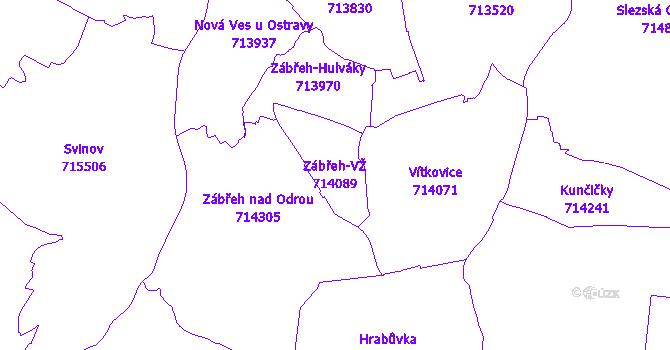 Katastrální mapa Zábřeh-VŽ - přehledová mapa katastrálního území