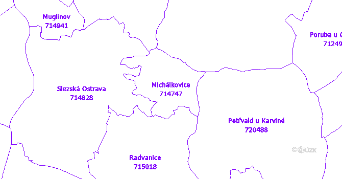 Katastrální mapa Michálkovice