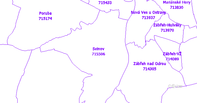 Katastrální mapa Svinov - přehledová mapa katastrálního území