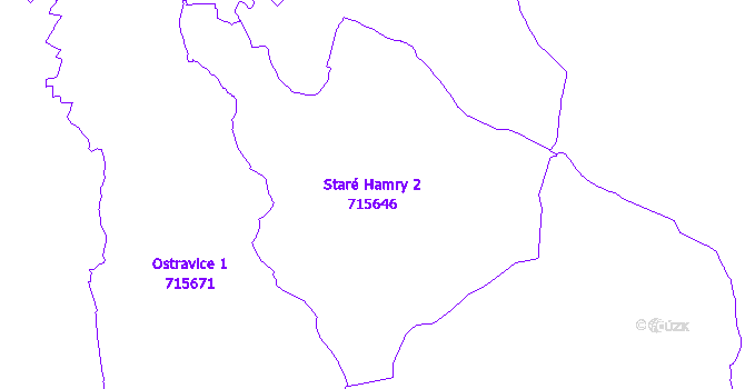 Katastrální mapa Staré Hamry 2 - přehledová mapa katastrálního území