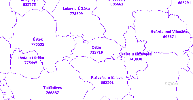 Katastrální mapa Ostré