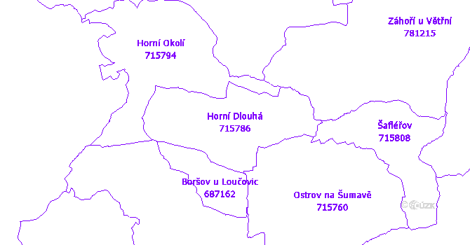 Katastrální mapa Horní Dlouhá