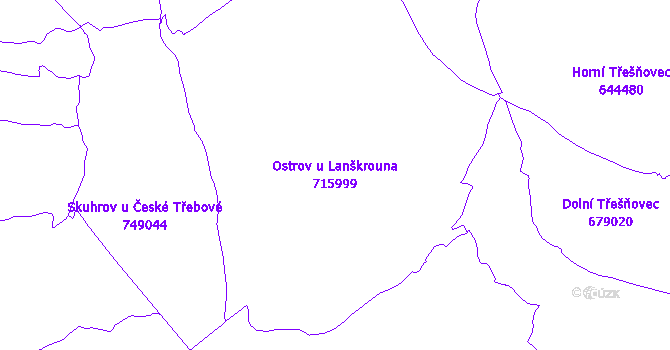 Katastrální mapa Ostrov u Lanškrouna - přehledová mapa katastrálního území