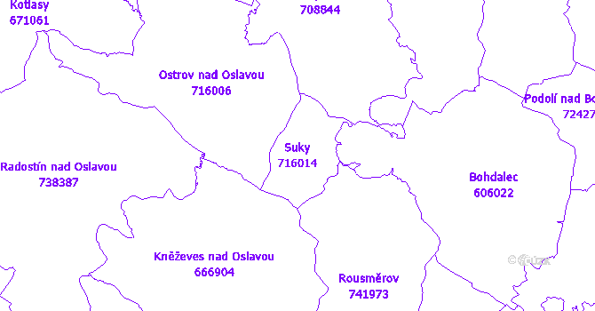 Katastrální mapa Suky - přehledová mapa katastrálního území