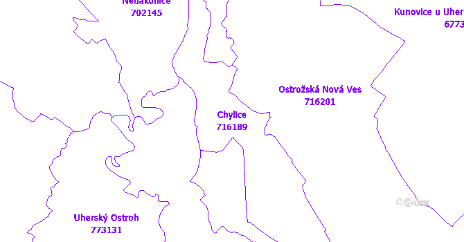 Katastrální mapa Chylice - přehledová mapa katastrálního území