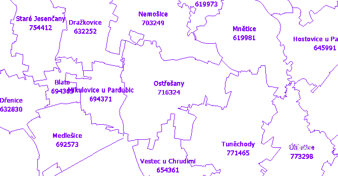 Katastrální mapa Ostřešany
