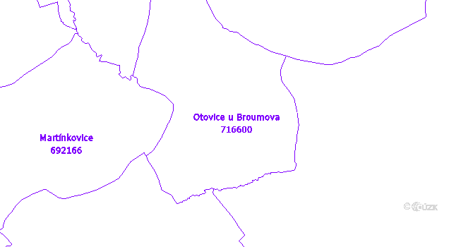 Katastrální mapa Otovice u Broumova - přehledová mapa katastrálního území