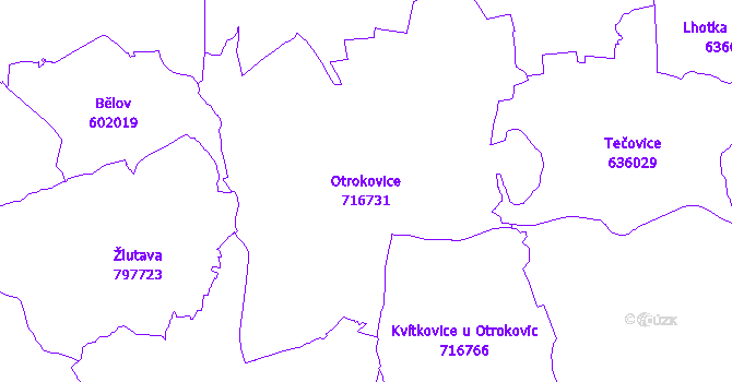 Katastrální mapa Otrokovice - přehledová mapa katastrálního území