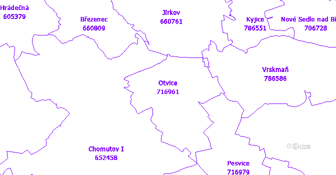 Katastrální mapa Otvice