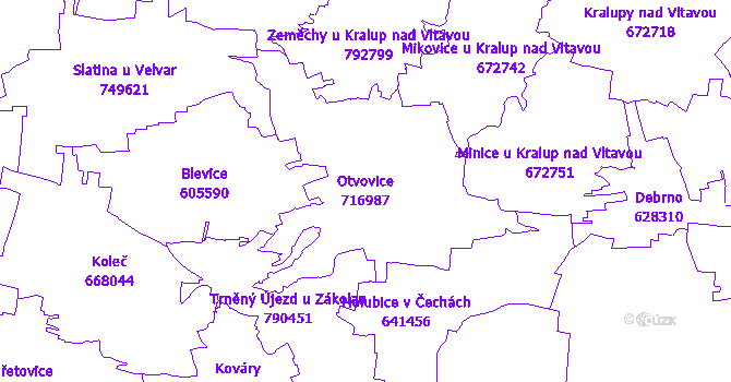 Katastrální mapa Otvovice - přehledová mapa katastrálního území