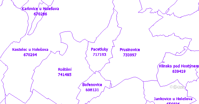 Katastrální mapa Pacetluky
