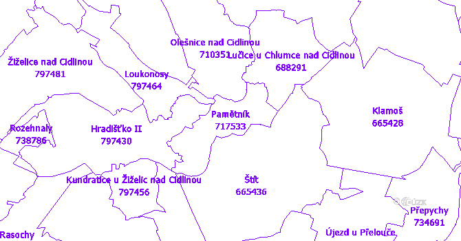 Katastrální mapa Pamětník