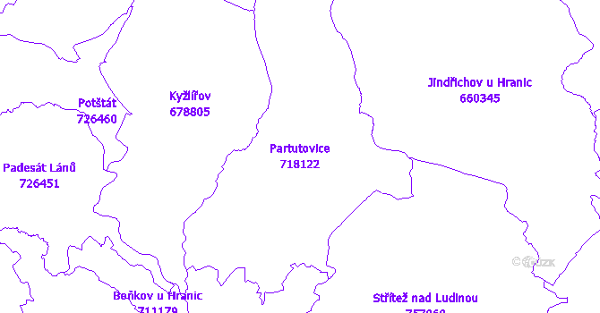 Katastrální mapa Partutovice