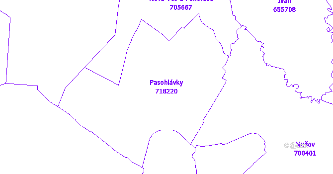 Katastrální mapa Pasohlávky - přehledová mapa katastrálního území