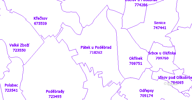Katastrální mapa Pátek u Poděbrad