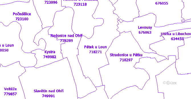 Katastrální mapa Pátek u Loun - přehledová mapa katastrálního území