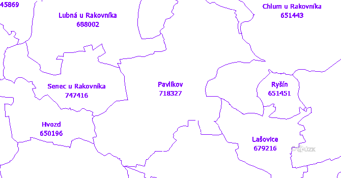 Katastrální mapa Pavlíkov - přehledová mapa katastrálního území