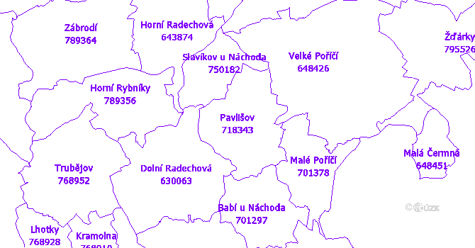 Katastrální mapa Pavlišov - přehledová mapa katastrálního území
