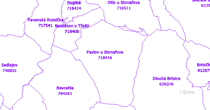 Katastrální mapa Pavlov u Stonařova - přehledová mapa katastrálního území