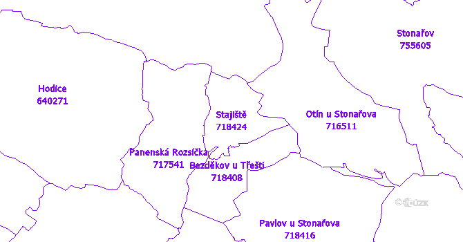 Katastrální mapa Stajiště - přehledová mapa katastrálního území