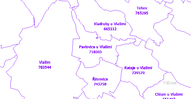 Katastrální mapa Pavlovice u Vlašimi - přehledová mapa katastrálního území