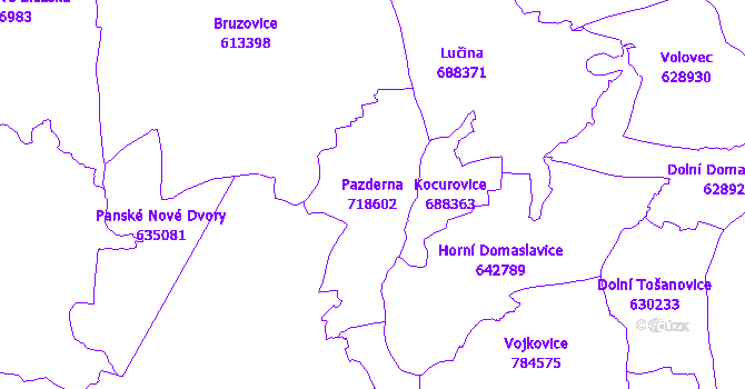 Katastrální mapa Pazderna - přehledová mapa katastrálního území