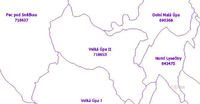 Katastrální mapa Velká Úpa II - přehledová mapa katastrálního území