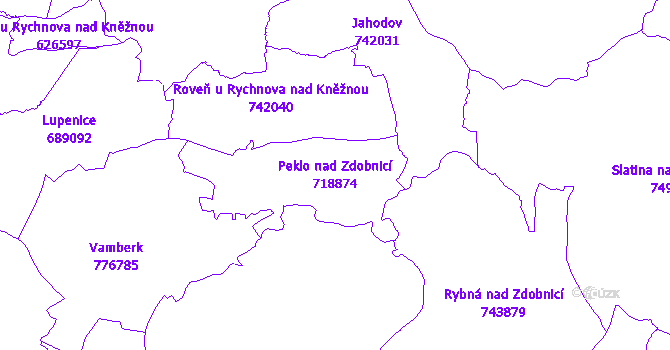 Katastrální mapa Peklo nad Zdobnicí - přehledová mapa katastrálního území