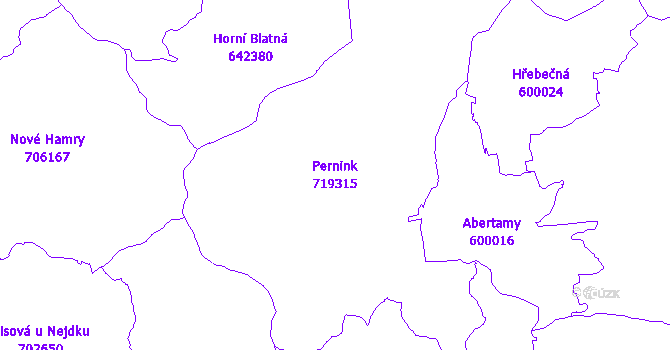 Katastrální mapa Pernink - přehledová mapa katastrálního území