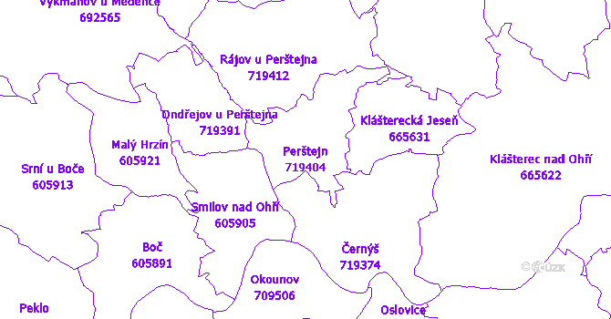 Katastrální mapa Perštejn - přehledová mapa katastrálního území