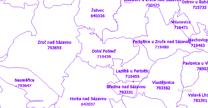 Katastrální mapa Dolní Pohleď - přehledová mapa katastrálního území