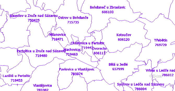 Katastrální mapa Chlístovice u Pertoltic